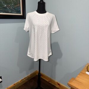 🫶🏼Zanzea Classic White Short-Sleeve Eyelet Knit Top size large